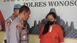 LED (27), warga Sapuran tertunda lesu setelah diamankan pihak Polres Wonosobo setelah diduga melakukan pencurian di Kertek.