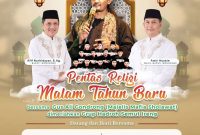 Flayer acara sholawat pada malam tahun baru di Wonosobo.