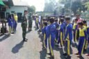 Para siswa SD Negeri 1 Sojokerto mengikuti edukasi wawasan kebangsaan anak SD di Kodim 0707 Wonosobo.