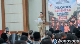 Bupati Wonosobo Afif Nurhidayat saat acara sosialisasi menjelang Pilkades Wonosobo 2026.