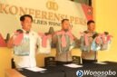 Polres Wonosobo menggelar pers rilis kasus kekerasan sesuai konser dangdut.